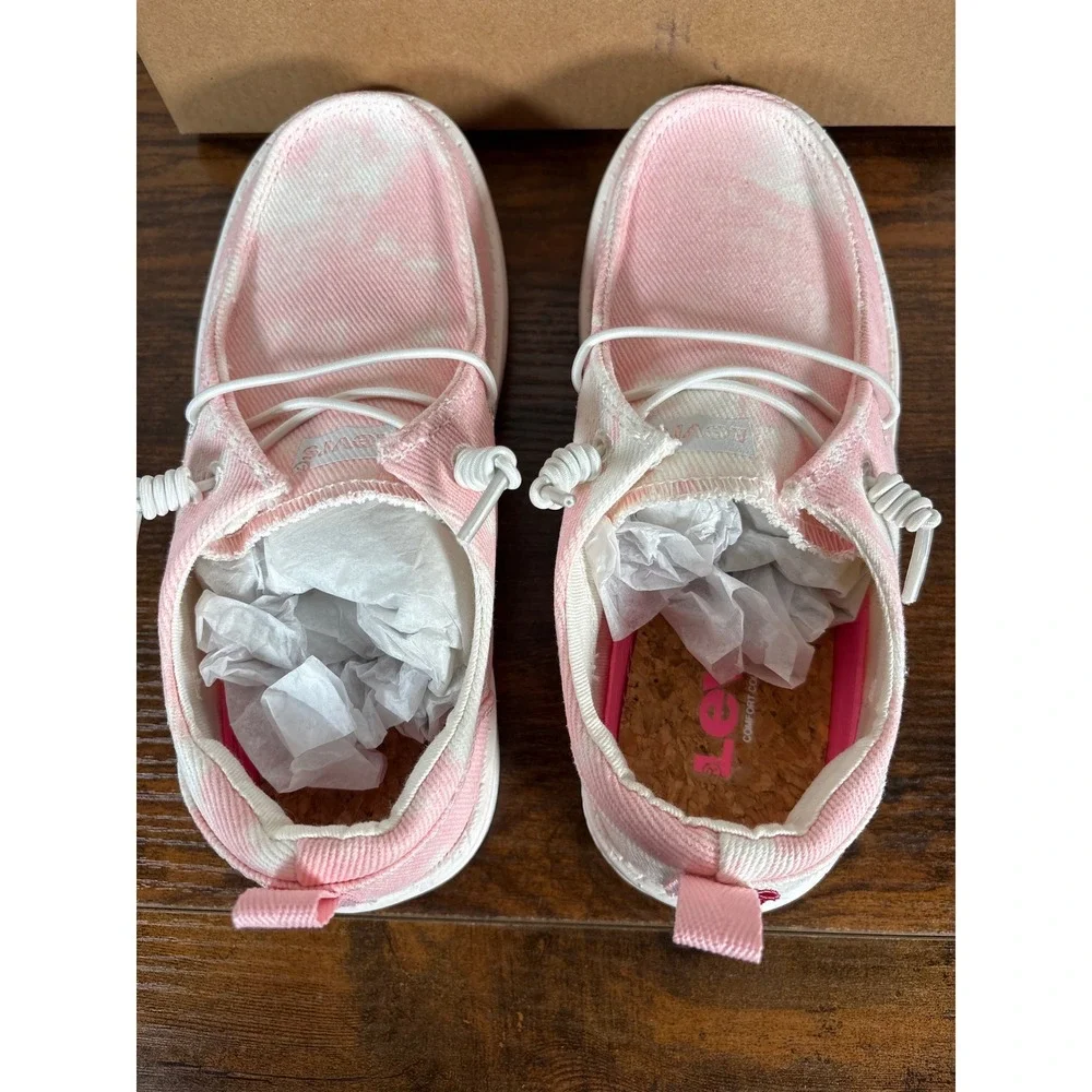 Levis Newt TD CVS‎ Toddler Size 2 Pink White Tie Dye Canvas Slip On Loafer Shoes